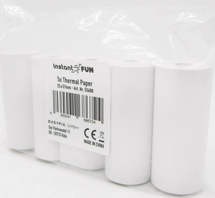 Easypix InstantFUN Papierrollen Thermopapier glänzend weiß, 57x25mm, 250 Blatt