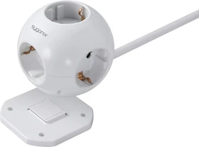 Sygonix Steckdosenwürfel in Globusform, 5-fach, 1.4m, weiß