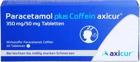 axicorp Pharma Paracetamol plus Coffein axicur 350mg/50mg Tabletten, 20 Stück