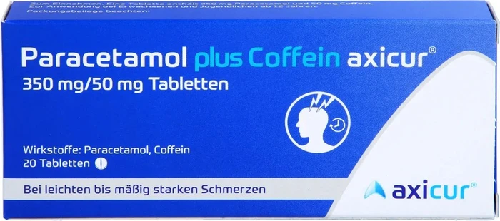 axicorp Pharma Paracetamol plus Coffein axicur 350mg/50mg Tabletten, 20 Stück