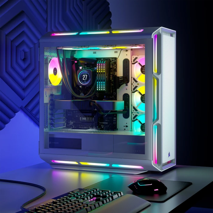 Corsair iCue 5000T RGB TG, weiß, Glasfenster