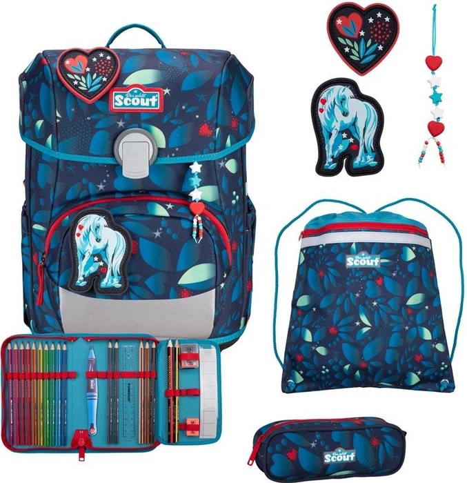 Scout Neo LED White Unicorn Schultaschen-Set, 4-tlg.