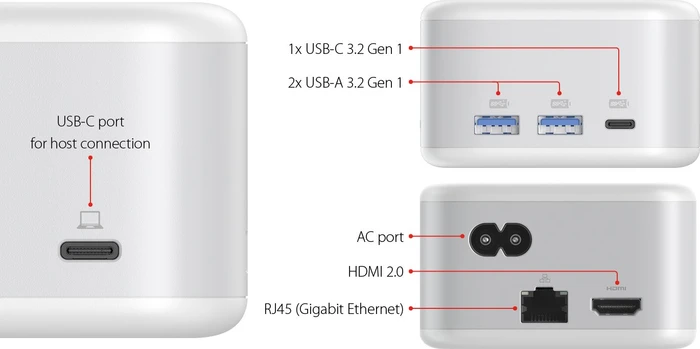 LMP PowerDock, USB-C 3.0 [Buchse], silber