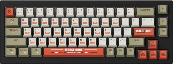 Keychron OEM Dye-Sub Full Set Keycap-Set Morse Code, Kunststoff (PBT), Morse Code, weiß/grün/rot, 137 Tasten, ANSI-US