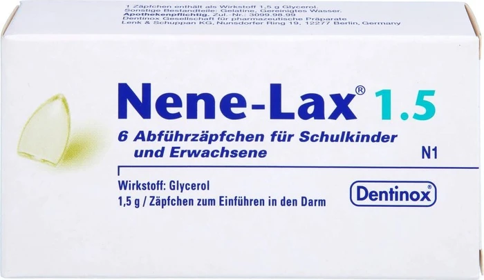 Dentinox Nene-Lax 1.5 Abführzäpfchen für Schulkinder und Erwachsene, 6 Stück