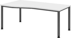 Hammerbacher Ergonomic Plus H-Serie VHS18/W/S Schreibtisch 180x100cm weiß/silber