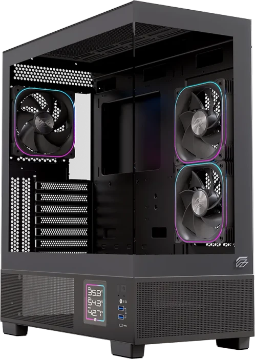 Einarex Prisma S501D RGB Black, schwarz, Glasfenster