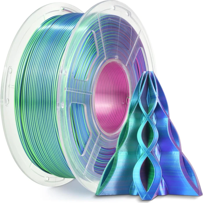Sunlu Silk PLA+, Tri-Color Filament Blue Green Purple, Spule, 1.75mm, 1.00kg