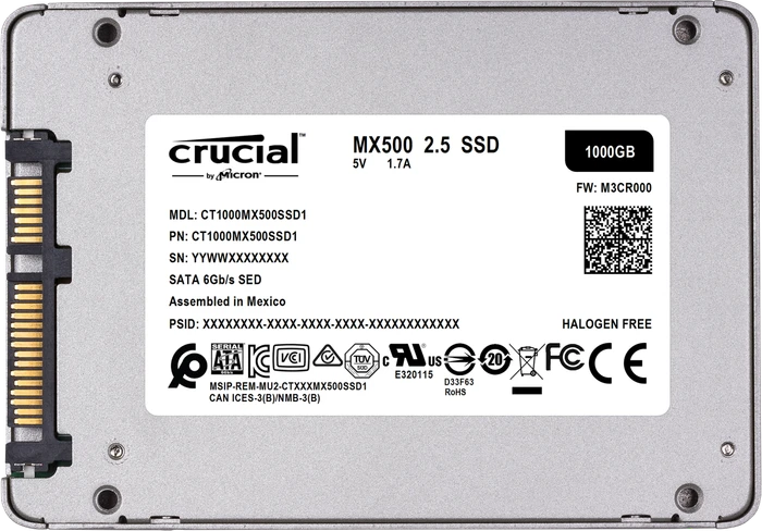 Crucial MX500 1TB, 2.5" / SATA 6Gb/s