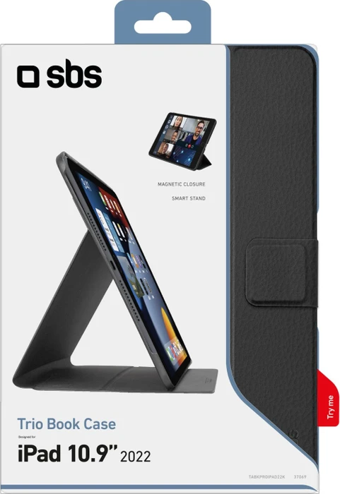 SBS Mobile Book Pro-Schutzhülle in Buchform mit Stifthalter für Apple iPad 10.9" 2022, schwarz