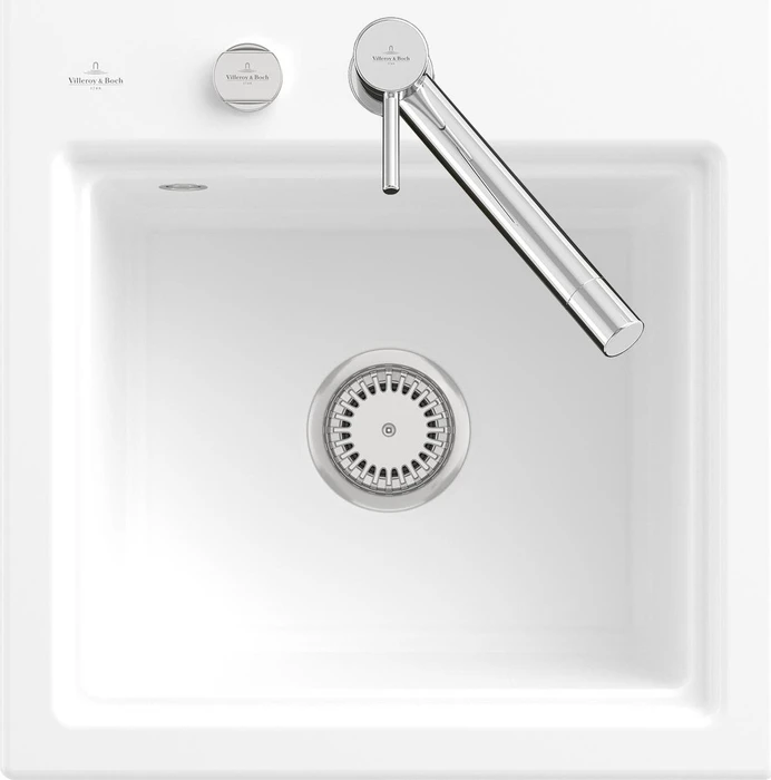 Villeroy & Boch Subway Style 50 S Einbau Becken mittig mit Ablauffernbedienung stone white