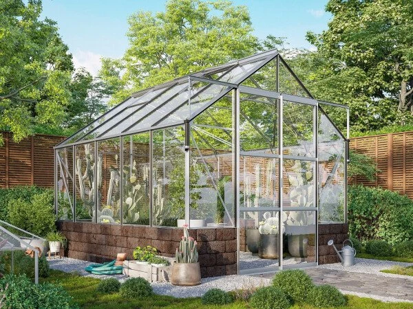 Vitavia Cassandra 8300 ESG 3mm Gewächshaus inkl. Sockel alu/herbstlaub