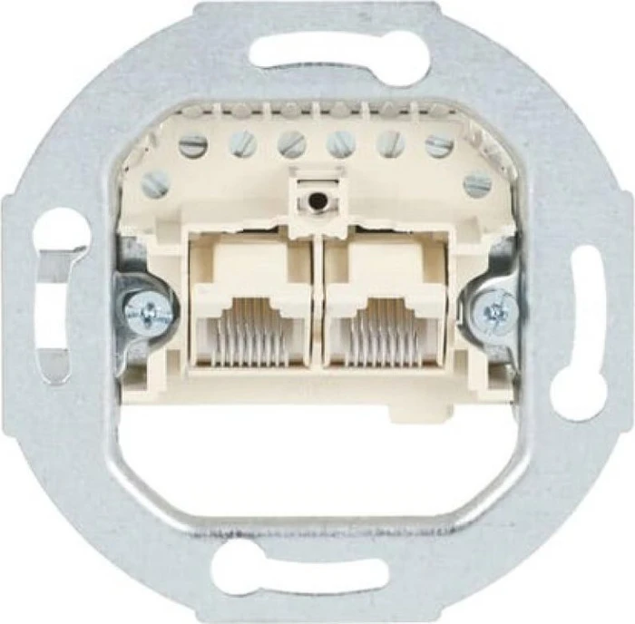 Busch-Jaeger Anschlussdosen-Einsatz UAE 8P-polig Cat 3 RJ45 8(8)-Stecker Ausführung: geneigt 2-fach weiß