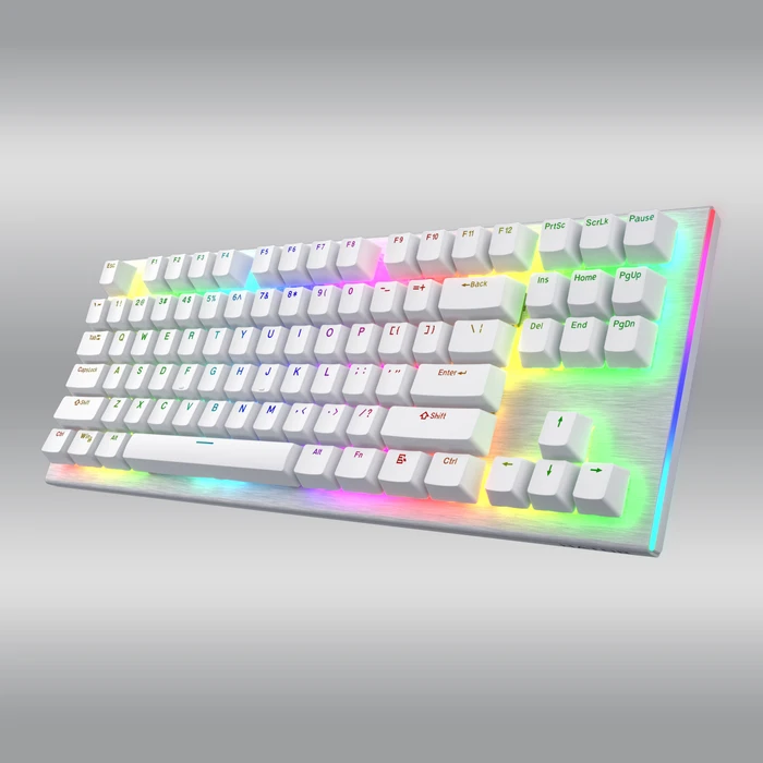 Hator Gravity X TKL Wired, weiß/silber, LEDs RGB, Aurum Orange rev.2.0, USB, US