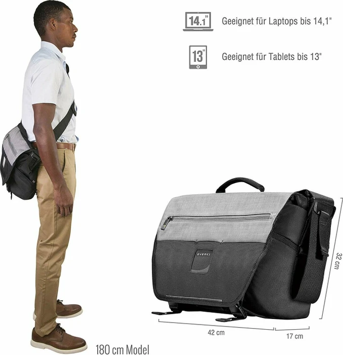 Everki ContemPRO Laptop Bike Messenger Umhängetasche 14.1"/MacBook Pro 15" schwarz