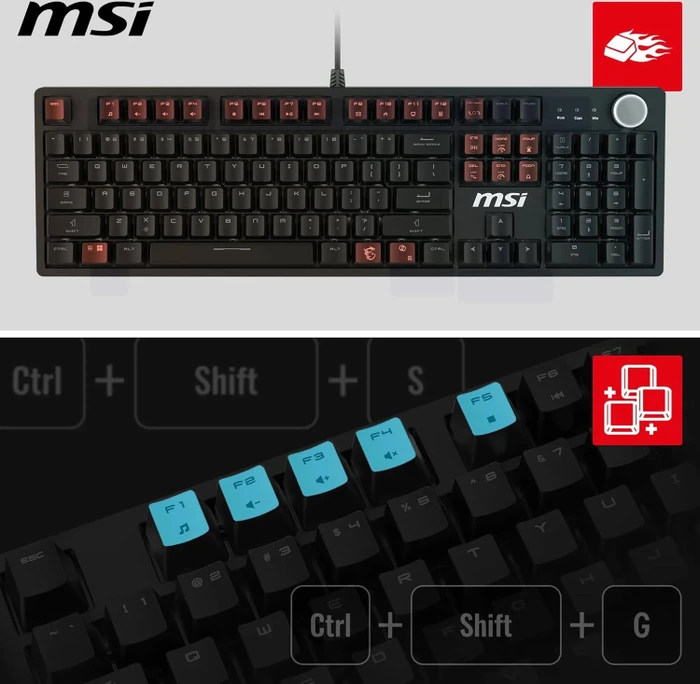 MSI FORGE GK320, LEDs RGB, hot-swap, RED Switches, USB, DE