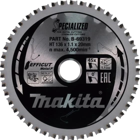 Makita Specialized Efficut Kreissägeblatt 45Z, 136x1.1x20mm, 1 Stück