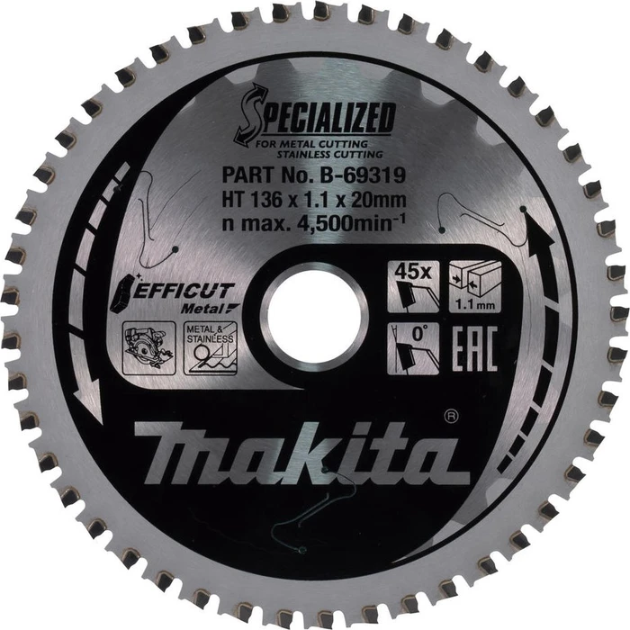Makita Specialized Efficut Kreissägeblatt 45Z, 136x1.1x20mm, 1 Stück