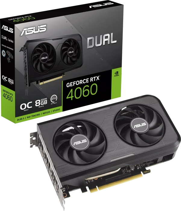 ASUS Dual GeForce RTX 4060 OC V3, DUAL-RTX4060-O8G-V3, 8GB GDDR6, HDMI, 3x DP