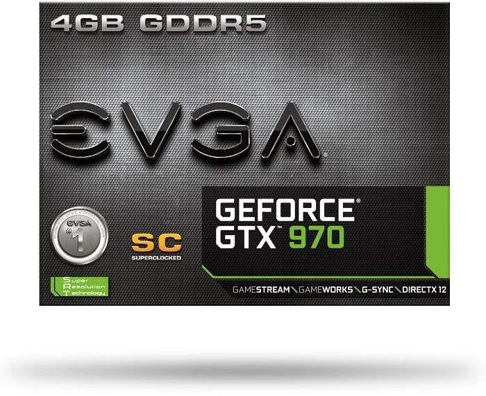 EVGA GeForce GTX 970 SuperClocked, 4GB GDDR5, 2x DVI, HDMI, DP