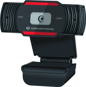 Conceptronic Amdis 1080P Full HD Webcam mit Mikrofon schwarz/rot (AMDIS04R)