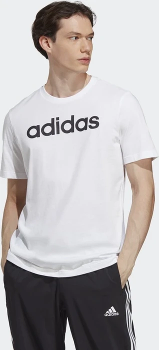 adidas Essentials Single Jersey Linear Embroidered Logo T-Shirt kurzarm weiß/schwarz (Herren)