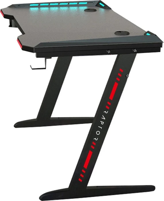 Raptor GT-100 RGB Schreibtisch 120x60cm schwarz/schwarz