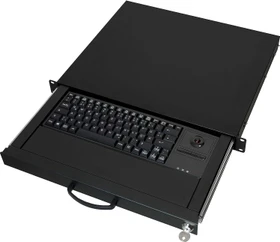 aixcase Tastaturschublade 1HE mit Tastatur + Trackball für 19"-Rack, Tastaturschublade, DE