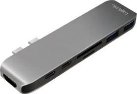 LogiLink 2x Thunderbolt 3 auf USB-C/USB-A Multiport Adapter, silber (UA0302)