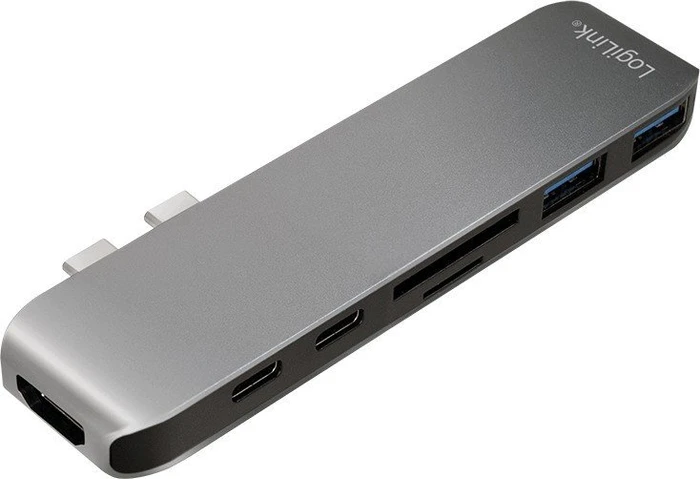 LogiLink 2x Thunderbolt 3 auf USB-C/USB-A Multiport Adapter, silber