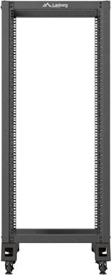 Lanberg Open Rack Series 19" Open Frame Rack 27HE, 4-Pfosten, mit Rollen, Flat Pack, tiefenverstellbar, 430-590mm, RAL 9004, 800mm tief