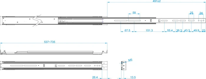 SilverStone RMS09-20, Rackmountschienen, silber, 24mm, 1HE
