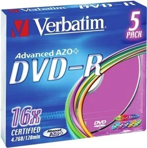 Verbatim Colour DVD-R 4.7GB, 16x, 5er Slimcase