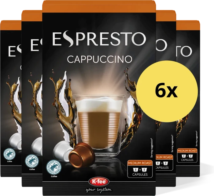 K-Fee Espresto Cappuccino Kaffeekapseln, 96 Stück (6x 16 Stück)