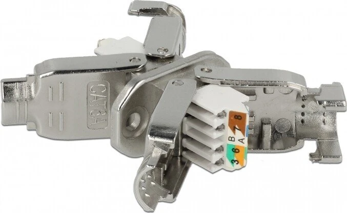 DeLOCK Verbinder für Netzwerkkabel, Cat6a STP Modularstecker, zum Einbau