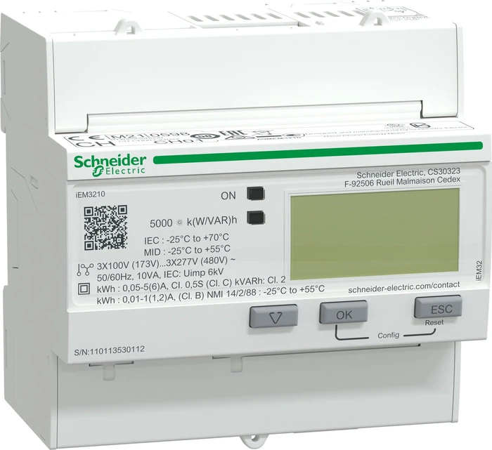Schneider Electric iEM3210 Energiezähler, 1A/5A, 1x Ausgang, Strom-/Energiemesser