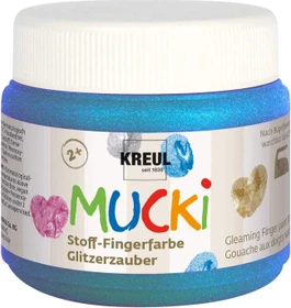 Kreul Mucki Stoff-Fingerfarbe, glitzerzauber blau, 150ml