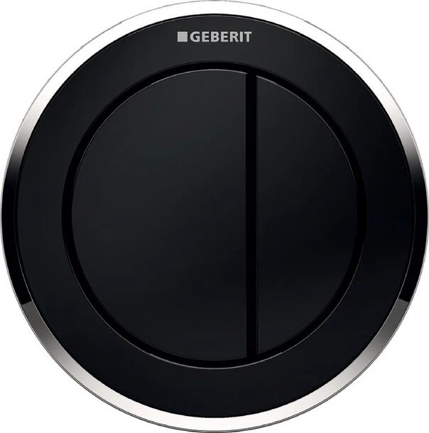 Geberit Typ 10 Fernbetätigung pneumatisch, für 2-Mengen-Spülung, Möbeldrücker, schwarz/glanzverchromt