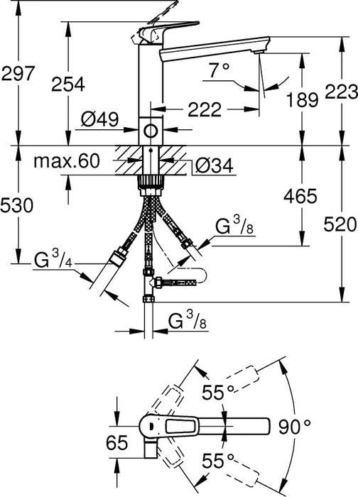 Grohe BauLoop Spültischbatterie 1/2" chrom