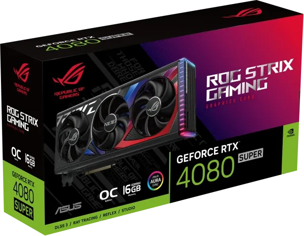 ASUS ROG Strix GeForce RTX 4080 SUPER OC, ROG-STRIX-RTX4080S-O16G-GAMING, 16GB GDDR6X, 2x HDMI, 3x DP