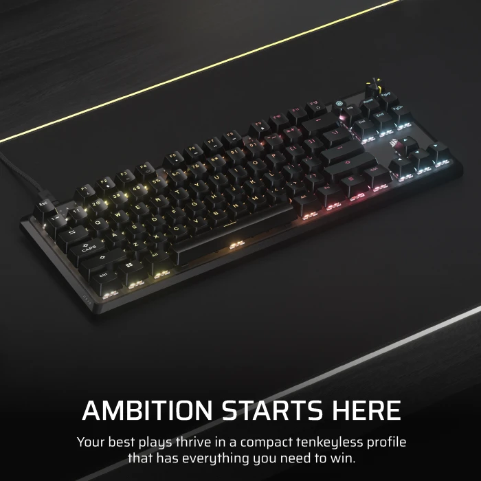 Corsair Gaming K70 CORE TKL RGB, schwarz, MLX RED V2, USB, ES