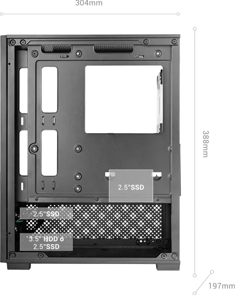 Mars Gaming MC-SE2 Black, Glasfenster