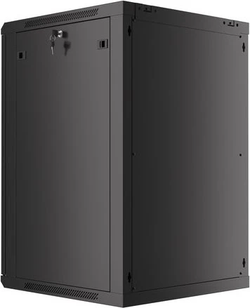 Lanberg WF01 Series 19" Wandschrank 18HE, hängend, Flatpack, Glastür, IP20, RAL 9004, 600mm tief