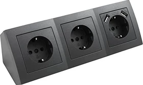 McPower Steckdosenblock McPower "Flair" Aufbau, anthrazit, 3-fach Schutzkontakt + USB