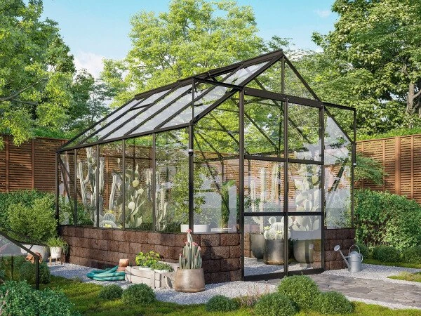 Vitavia Cassandra 8300 ESG 3mm Gewächshaus inkl. Sockel schwarz/herbstlaub