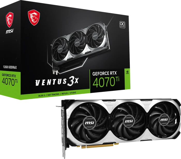 MSI GeForce RTX 4070 Ti Ventus 3X 12G OC, 12GB GDDR6X, HDMI, 3x DP