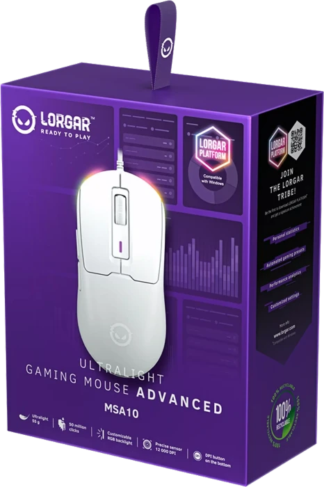 Lorgar MSA10 Ultralight Gaming Mouse Advanced weiß, USB