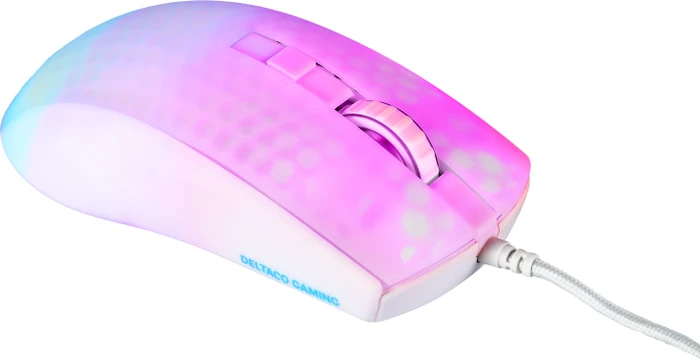 Deltaco WM87 RGB Ultralight Gaming Mouse weiß/transluzent, USB