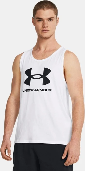 Under Armour Logo Funktionsshirt ärmellos weiß/schwarz (Herren)