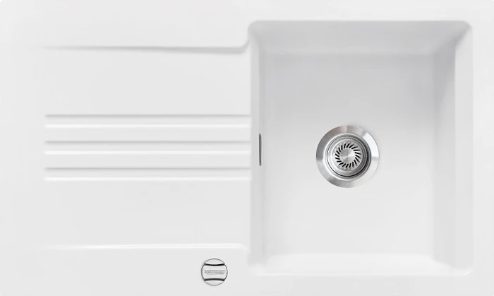 systemceram Kara 85 F Einbau Becken reversibel mit Ablauffernbedienung polar
